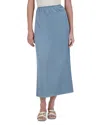 Point Satin A Line Skirt In Dusty Blue