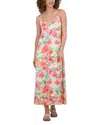 Point Satin A Line Slip Dress In Brushed Floral