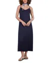 Point Satin A Line Slip Dress In Dusk Navy