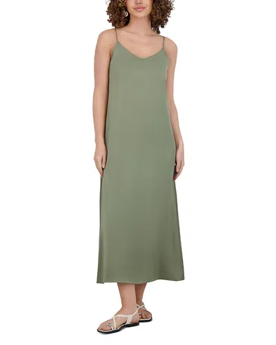 Point Satin A Line Slip Dress In Sage