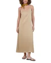 Point Satin A Line Slip Dress In Sand