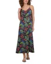 Point Satin A Line Slip Dress In Stitched Tropical