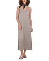 Point Satin A Line Slip Dress In Stone