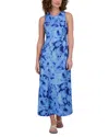 Point Satin Column Dress In Blue