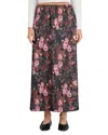 Point Satin Floral Print Maxi Skirt In Digital Roses