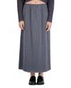 Point Satin Maxi Skirt In Gunmetal
