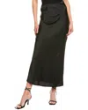 Point Satin Midi Skirt In Black