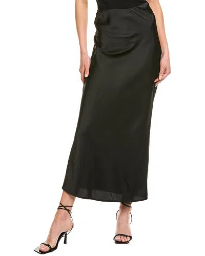 Point Satin Midi Skirt In Black