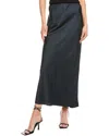 Point Satin Midi Skirt In Black