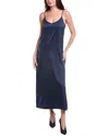 Point Satin Slip Dress In Blue