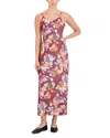 Point Satin Slip Dress In Floral