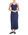 Point Satin Slip Dress In Navy