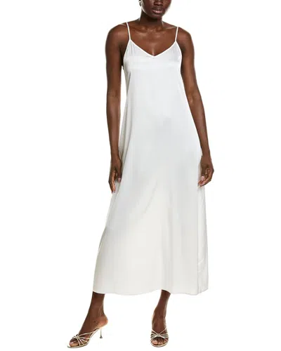Point Satin Slip Dress In Off White