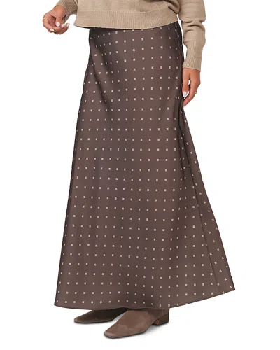 Point Satin Slip Maxi Skirt In Blue
