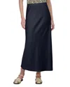 Point Satin Slip Skirt In Dusk Navy