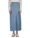 Point Satin Slip Skirt In Dusty Blue
