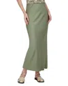 Point Satin A Line Skirt In Sage