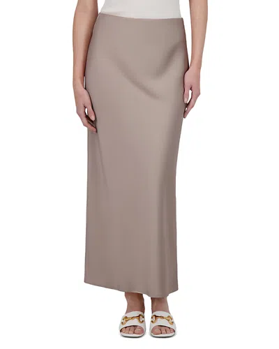 Point Satin Slip Skirt In Stone