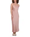 Point Satin Straight Slip Dress In Bleached Mauve