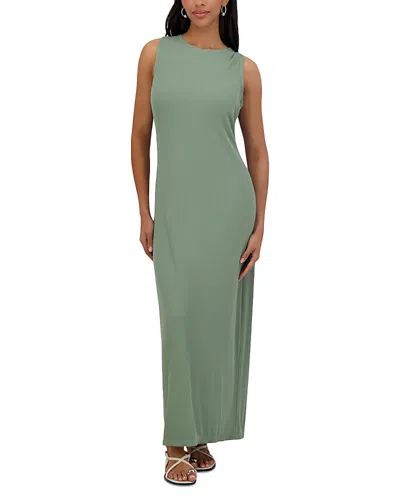 Point Sleeveless Crewneck Straight Dress In Sage