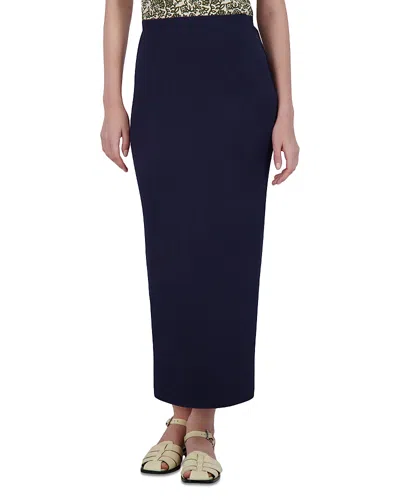 Point Slim Rib Knit Skirt In Navy