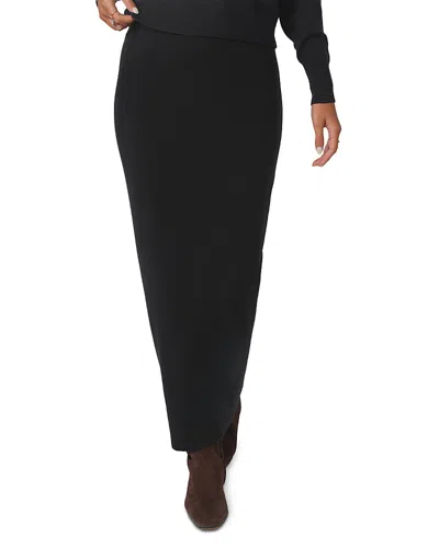 Point Straight Knit Maxi Skirt In Black