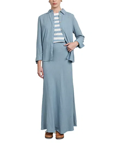 Point Straight Maxi Skirt In Blue