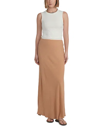 Point Straight Maxi Skirt In Brown