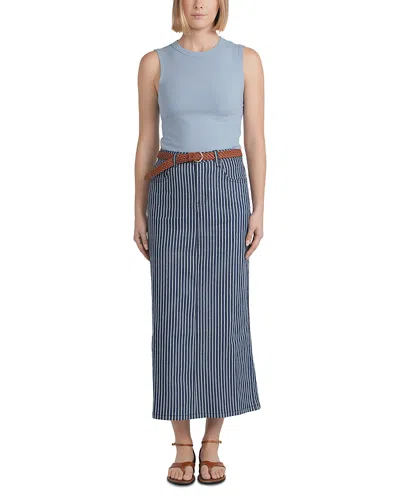 Point Striped Maxi Skirt In Blue