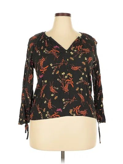 Pre-owned Point Sur 3/4 Sleeve Blouse In Black
