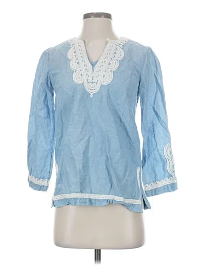 Pre-owned Point Sur 3/4 Sleeve Blouse In Blue