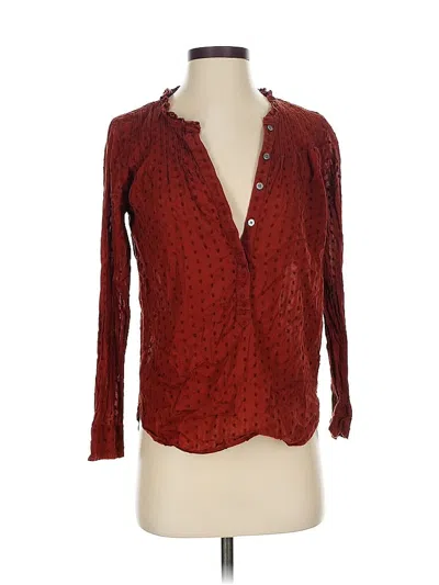 Pre-owned Point Sur 3/4 Sleeve Blouse In Burgundy