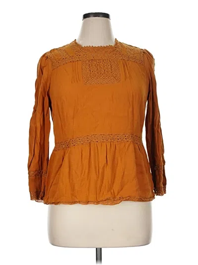 Pre-owned Point Sur 3/4 Sleeve Blouse In Orange
