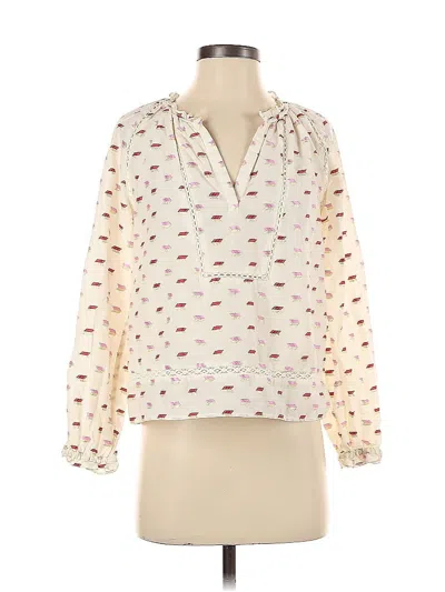 Pre-owned Point Sur 3/4 Sleeve Blouse In White