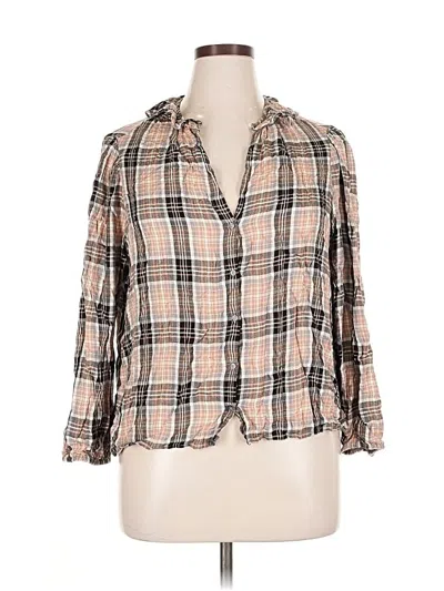 Pre-owned Point Sur 3/4 Sleeve Button Down Shirt In Tan