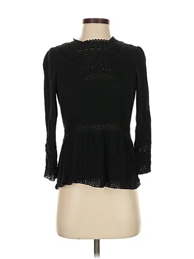Pre-owned Point Sur 3/4 Sleeve Top Black Mock Neckline Tops