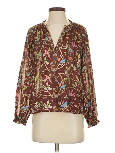 Pre-owned Point Sur Long Sleeve Blouse In Burgundy