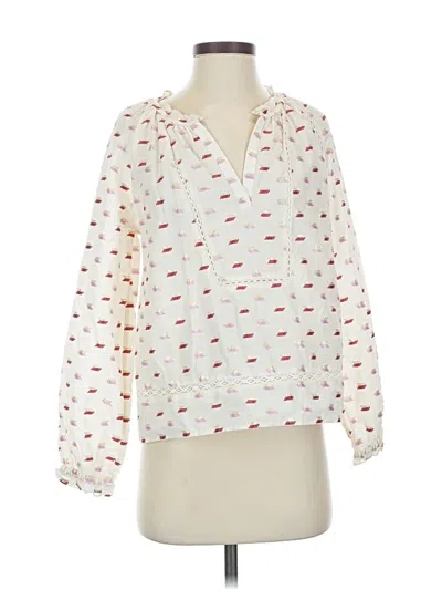 Pre-owned Point Sur Long Sleeve Blouse In Ivory