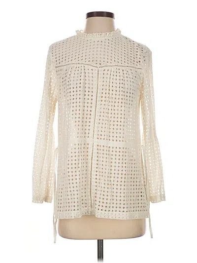 Pre-owned Point Sur Long Sleeve Blouse In Ivory