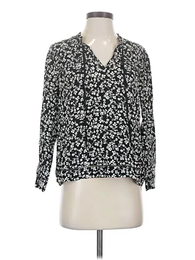Pre-owned Point Sur Long Sleeve Silk Top Black Tie Neck Tops