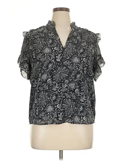 Pre-owned Point Sur Short Sleeve Blouse In Black