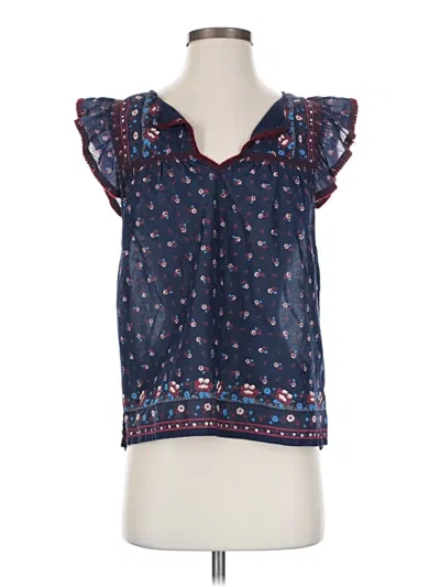 Pre-owned Point Sur Short Sleeve Blouse In Blue