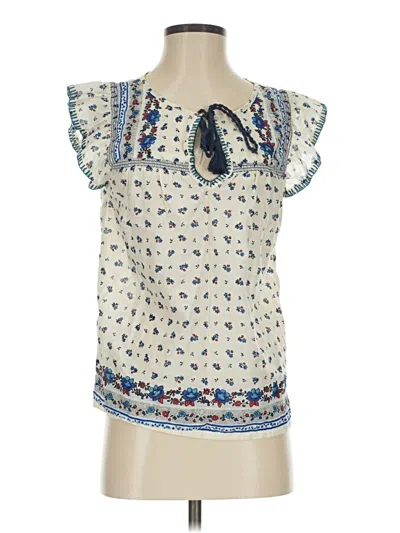 Pre-owned Point Sur Short Sleeve Blouse In Ivory