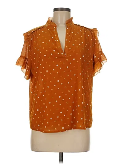 Pre-owned Point Sur Short Sleeve Blouse In Orange