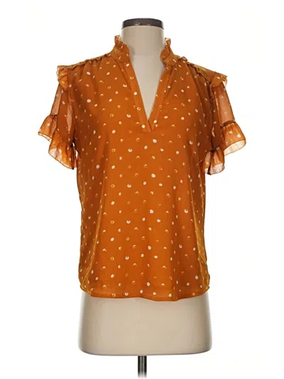 Pre-owned Point Sur Short Sleeve Blouse In Orange