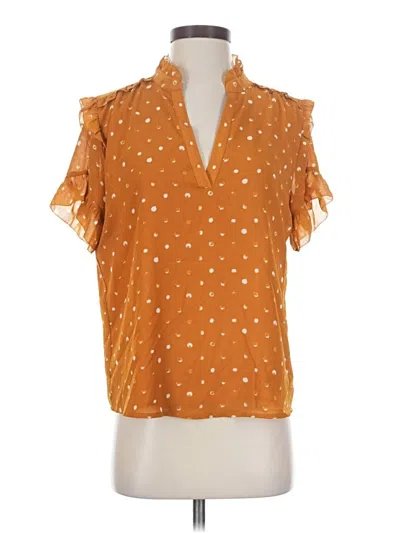 Pre-owned Point Sur Short Sleeve Blouse In Orange