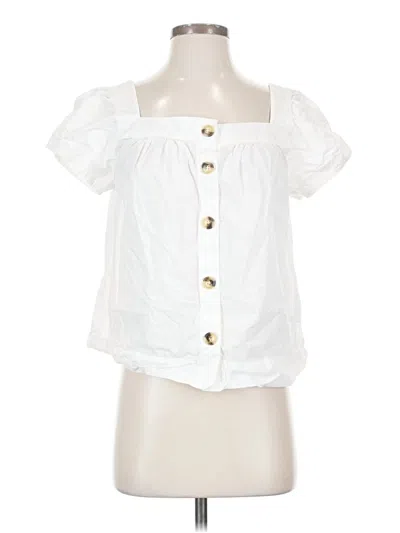 Pre-owned Point Sur Short Sleeve Blouse In White