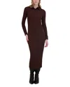 Point Textured Knit Dress In Brown