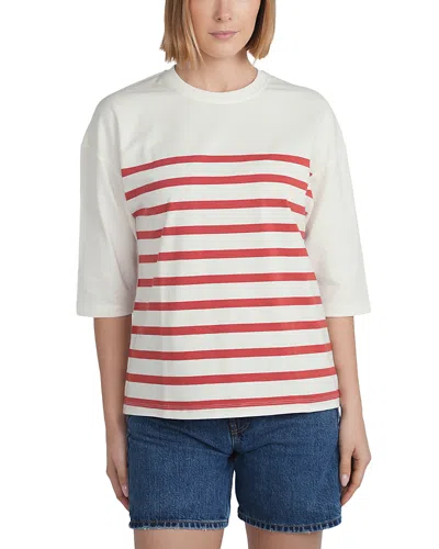 Point Three Quarter Sleeve Tee In White
