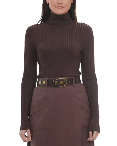 Point Turtleneck Top In Brown